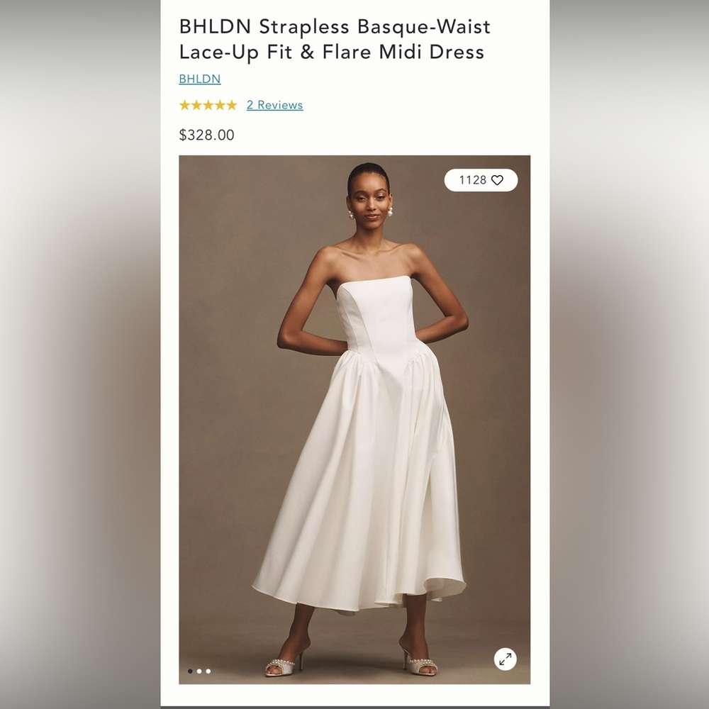 BHLDN Strapless Cream Dress - Picture 3 of 13